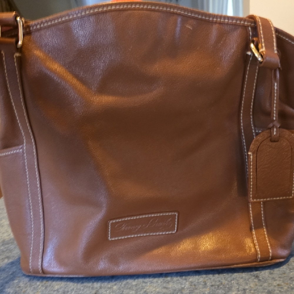 Dooney & Bourke Brown Leather Tote With Matching Pouch
